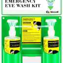 CGOLDENWALL Eye Wash Station Portable Emergency Eye Wash Kit, Wall Mounted Eyewash Station OSHA Approved, 2 * 16.9oz Bottles, With Mirror & Emergency Sign, Safety Material