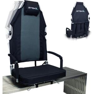 Padded Bleacher Seat  The Ultimate Reclining Stadium Chair with Full Back & Neck Support and 360 Swivel  Lightweight, Foldable, and Portable with Backpack Straps - Patent Pending (Og Black)
