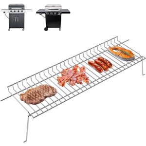 DcYourHome G470-0001-W1 Warming Rack for Charbroil Performance 4 Burner 463342119 463332718 463347017 463335517 463376017P1, 22 7/10 Inch Stainless Steel Swing Away Grid for Charbroil 463361017