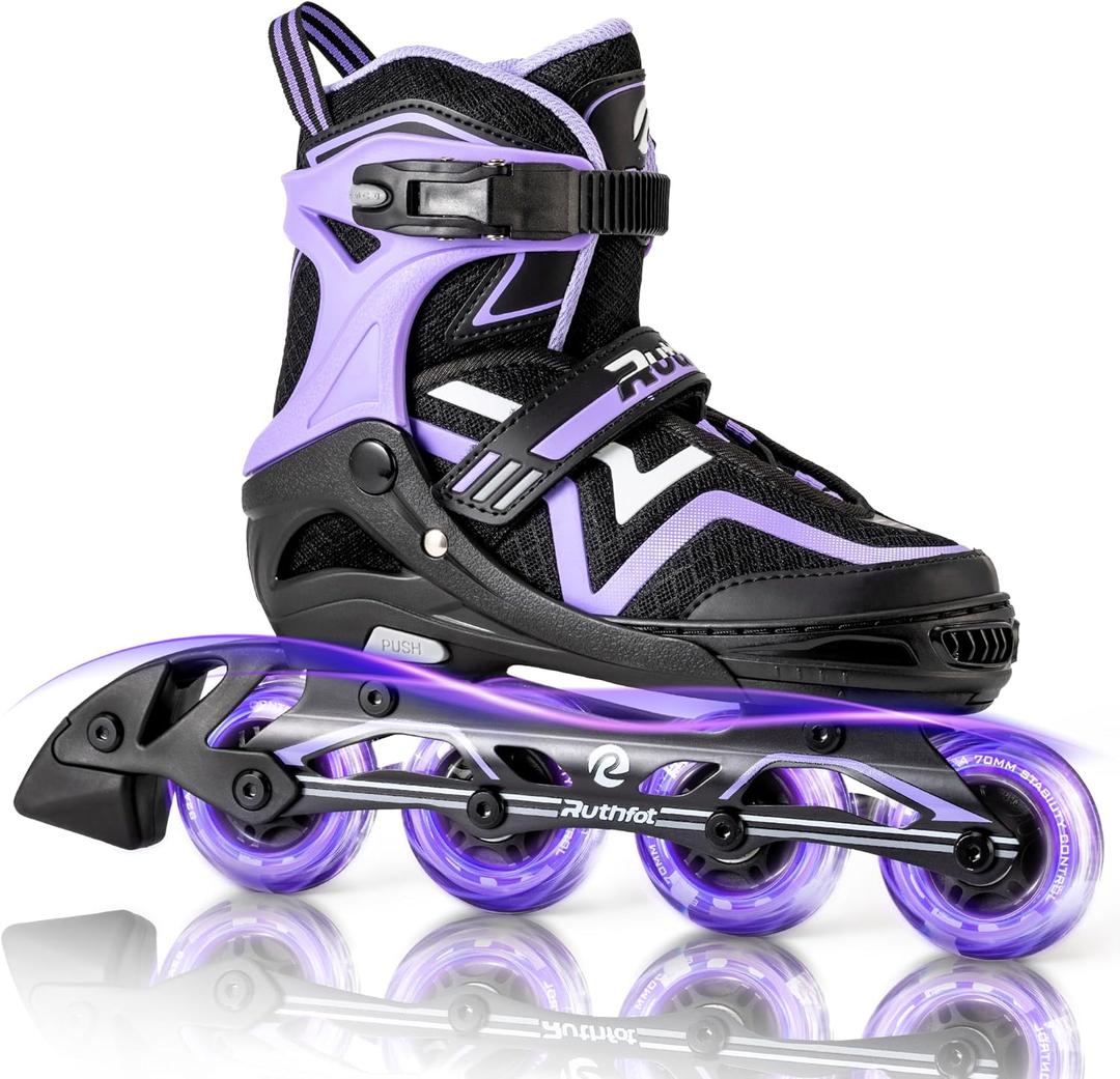 Adjustable Inline Skates for Boys and Girls with Full Light Up Wheels, Outdoor Rollerskates for Kids and Women (X-Large - Adult (9.5W-12W/8.5M-11M))