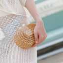 Women Acrylic Rattan Clutch Purse Rattan Woven Evening Bag Wedding Party Purse Summer Beach Wicker Shoulder Handbag