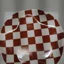 Kitchen Spoon Rest for Stove Top, Checkered Coffee Spoon Rest, Ceramic Spoon Holder for Kitchen Counter Cooking Utensil Rest, Modern Farmhouse DCor (Brown-White)