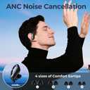 Active Noise Cancelling Wireless Earbuds Bluetooth Headphones 90 Hrs Playtime Ear Buds with Hi-Res Stereo Deep Bass Power Display Earphones with Earhooks Waterproof Transparency Headset Sports/Running