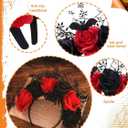 Woeoe Halloween FLower Headband Spider Day of The Dead Floral Hairband Bat Costume Party Headpiece for Women and Girls
