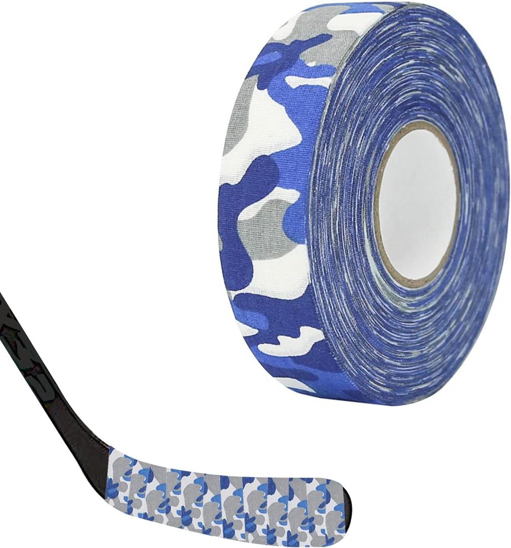 Worutuk Grip Tape Hockey Tape Sticks Anti-Slip Waterproof Blue Camouflage Wrapper Easy to Stretch and Tear for Ice Hockey, Skiing, 1 Pack