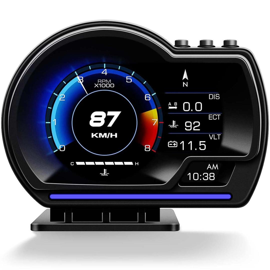 MH Head Up Display, OBD2+GPS Dual System, Speedometer, Tachometer, Water Temp, Volt, Overspeed Alarm AUTO Gauge Fault Diagnosis for Cars