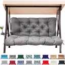Outdoor/Indoor Swing Replacement Cushion, 2 or 3 Seats Bench Cushions with Backrest, Thicken 4" Recliner Seat Pad for Garden/Patio, Waterproof Premium Tufted Cushion with Ties(Dark Gray-40x40x4in)