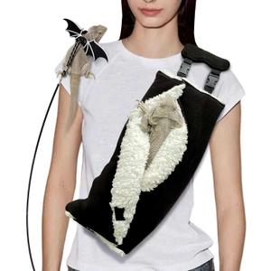 Adjustable Fluffy Bearded Dragon Sling Carrier Bag, Reptile Carrier with Leash Harness Lizard Cage Accessories for Small Animal, Kitty, Ferrets, Squirrel, Hamsters,Parrot (Black) XL