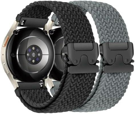 2 Pack Braided Bands for Samsung Galaxy Watch 7 6 5 4 FE Band 40mm 44mm/6 Classic 43mm 47mm/4 Classic 42mm 46mm/5 Pro/Active 2,20mm Elastic Nylon Sport Strap for Garmin Vivoactive 6/5/3 Women Men