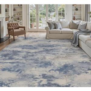 9x12 Large Area Rugs for Living Room Bedroom Room Rug Carpet Washable Dining Room Office Rug Non Slip Modern Abstract Low Pile Navy Green