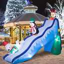 8.2 FT Tall Inflatable Christmas Decorations - Christmas Inflatables Outdoor Decorations, Penguin Holiday Spirit Inflatable Slide with LED Light Blow Up Yard Decorations