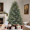 YITAHOME Prelit Blue Spruce Christmas Tree 6ft with Remote Control, Pre-Decorated Pre-Lit Blue Aspen Fir Christmas Tree with Built-in Lights, Pine Cones & 11 Light-Modes for Home, Party Decoration