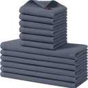 Homaxy 100% Cotton Kitchen Towels and Dishcloths Set, 12 x 12 Inches and 13 x 28 Inches, Set of 12 Bulk Kitchen Towels Set, Ultra Soft Absorbent Dish Cloths for Washing Dishes, Dark Grey