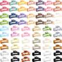 Cindeer 64 Pcs Medium Hair Claw Bulk Hair Clips Set Rectangle Claw Clips Matte Thin Clamps Accessories for Women Girls for Thick(3.35 Inch,Multicolor)