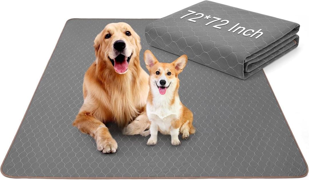 1-Pack 72"x72" Extra Large Reusable Dog Pad, Non-Slip Waterproof Washable Pet Pee Pad for Potty Training Whelping Box Crate Playpen, for Incontinent Dogs