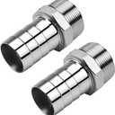 2PCS Stainless Steel 1-1/2" to 1-1/2" NPT Male Threaded Hose Barb Fittings, Hose Barb Connectors for Water Air Gas Pipes