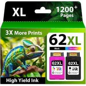 Starink Remanufactured 62XL Ink Cartridge Combo Pack Replacement for Ink 62 Ink Cartridges Black and Color Fit with Envy 7640 7645 5660 5540 5640 7644 OfficeJet 5740 5741 8040 200 250 258 Printer, 2P