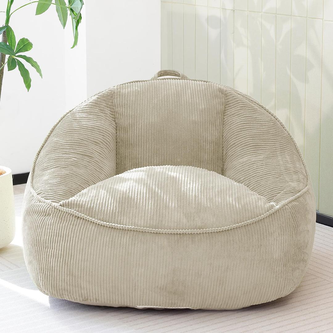 UODERS Bean Bag Chair, Cozy Fluffy Beanbag Chairs with Filler for Kids, Floor Tiny Sofa Chair for Living Room Gaming & Reading (Kids-S-Oatmeal)