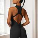 ECUPPER Women Backless Workout Jumpsuits One Piece Sleeveless Gym Rompers Zip Up Tummy Control Scrunch Shorts Yoga Bodysuit (Black, XS)