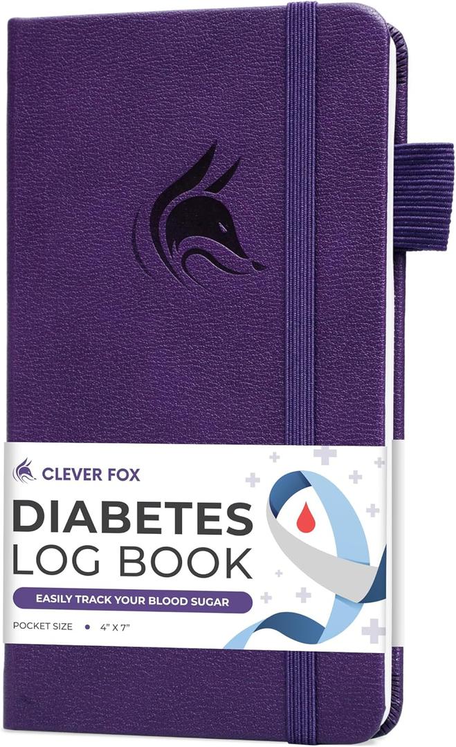 Clever Fox Diabetes Log Book  Daily Diabetic Food Journal with Blood Glucose Tracker  Blood Sugar Notebook for Diabetics Control (Purple) (Pocket size (3.7" x 6.7"))