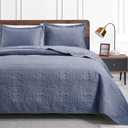 Love's cabin Quilts for Full Bed Blue Bedspreads Bedding Set - Summer Lightweight Bedspread Comforter - Coin Pattern Bedding Coverlet for All Season - 3 Pieces (1 Quilt, 2 Pillow Shams) (Full (80"x90"))
