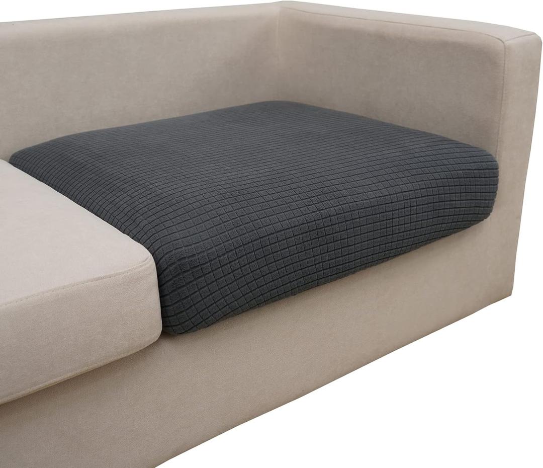 Eismodra Couch Cushion Covers Magic Stretch Sofa Slipcover for 3 Cushion Couch Dogs Pet L Shape 2 Seat Replacement Furniture Protector, Dark Gray Length 25-37 inches(Only 1 Piece)