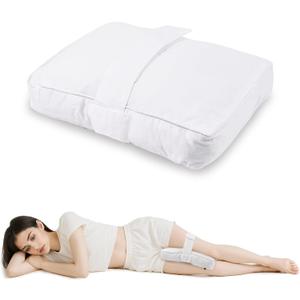 Knee Pillow for Side Sleepers, Fully Support Thighs and Knees for Required Knee Separation - Leg Support Pillow with Soft Straps for Side Sleeping Between Legs Aligns Spine (White)