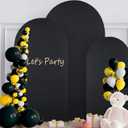 Black Arch Backdrop Cover Set of 3, 7.2ft 6.6ft 6ft Stretchy Spandex Fitted Wedding Arch Cover for Round Top Chiara Backdrop Stand Covers for Wedding Birthday Party Decoration