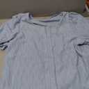 EVALESS Womens Short Sleeve Tops Spring Fashion Clothes 2025 Blouses for Women Dressy Casual Sexy V Neck Tops Summer Outfits for Work Cute Puff Sleeve Ladies Tops and Blouses Blue Blouse, X-Large