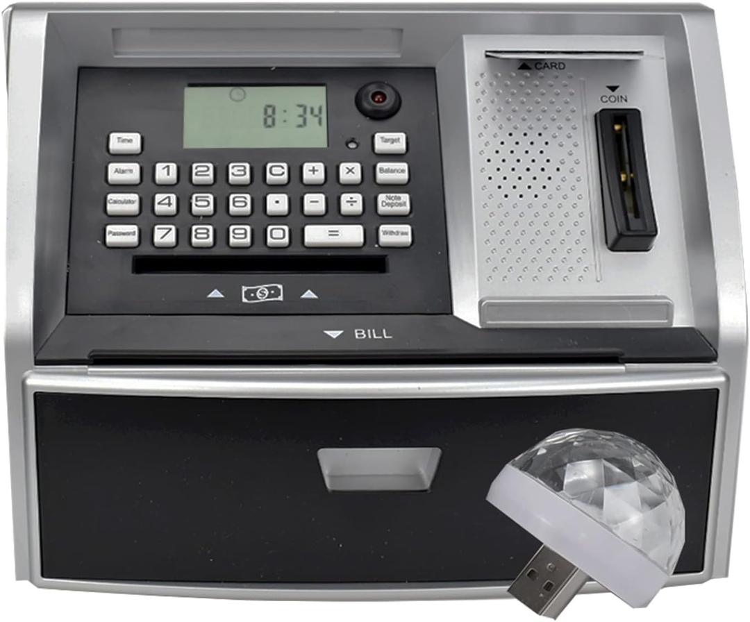 Toy Talking ATM Bank ATM Machine Savings Piggy Bank for Kids with Extended USB Ports for Accessories (Lamp Hot)
