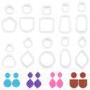 Framendino, 20 Pack Polymer Clay Cutters 20 Shapes Frame Clay Cutters Window Clay Earrings Cutters for Earrings Jewelry Making, White, 23096_20_05222024