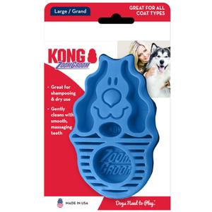 KONG - Zoom Groom Dog Brush, Groom and Massage While Removing Loose Hair and Dead Skin - Blue