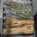 Bamboo Kitchen Utensils, 6 pcs Nonstick Spatula Tools with Handles, Heat Resistant Spatula Set, Non-stick Cooking Utensil, Premium Wooden Spoon Sets, Table Cover Decor
