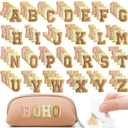 Jutom 104 Pcs Self Adhesive Chenille Iron on Letter Patches Letter Chenille Stick on Embroidered Patch for Clothing Jackets Backpacks Hats(Boho,Brown)