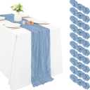 10 Pack Cheesecloth Table Runner 20 x 120 inch Long Boho Gauze Table Runners 10FT Semi Sheer Table Runner for Wedding Decor, Baby Shower, Birthday Party, Banquet (Dusty Blue)