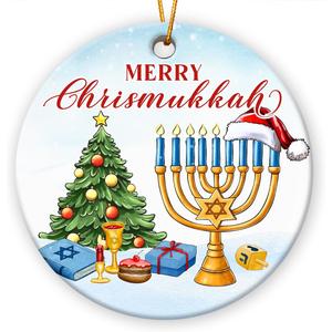 3 x Hanukkah Ornaments 2025 - Merry Chrismukkah Ornament for Christmas Tree Decorations, Gift for Friends Neighbors Mom Coworker, Spiritual Gifts for Women, Jewish Gifts