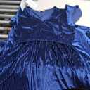 CzzzyL 2024 Nursing Velvet Maxi Dress for Women Pregnant Smocked Short Sleeve V Neck Flowy Wedding Guest Dresses with Pockets(Navy, X-Large)