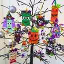 Winlyn 24 Sets Halloween Crafts Kits Fall Crafts DIY Craft Stick Halloween Ornaments Decorations Art Set Jack-O-Lantern Ghost Foam Stickers Arts and Crafts for Kids Classroom Activities Party Favors