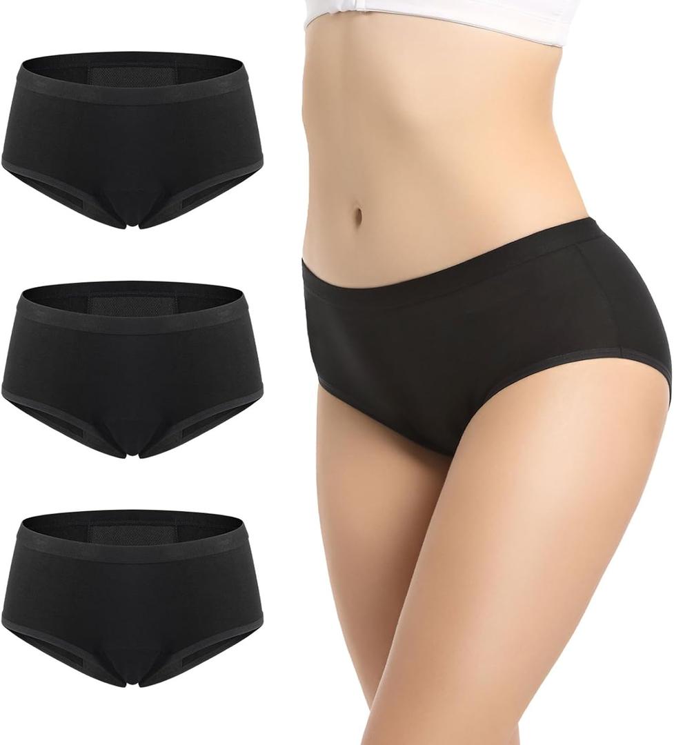Leakproof Period Underwear for Women  Absorbent Panties for Menstrual Postpartum Breathable, 3 Pack S