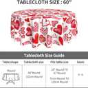 Valentines Day Round Tablecloth 60 Inch Red Heart Table Cloth Water Resistant Washable Polyester Valentine's Day Table Cover for Kitchen Dining Table Party Decor