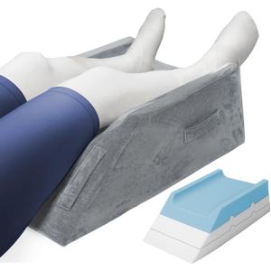 LOFE Adjustable Leg Elevation Pillow 3 Heights - Double Feet Elevator for After Surgery, CertiPUR-US Memory Foam Foot Elevating Pillows for Swelling, U-Shape for Stable, Machine Washable Pillowcase