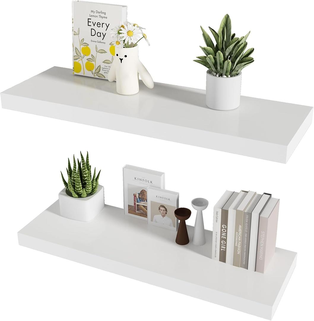 Floating Shelves Set of 2 for Wall, Bathroom Shelves Wall Mounted for Living Room Kitchen, Bedroom, Bathroom Storage Over Toilet, Home Decor (11.4" D x 35.5" W x 2" H)