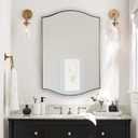 ANDY STAR Gold Bathroom Mirror, 24"x36" Brushed Brass Scalloped Wall Mirror in Stainless Steel Metal Frame, Unique Vanity Mirror with Modern Curved Edge Design, Ideal for Bathroom, Bedroom, Entryway