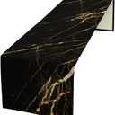 Marble Table Runner,Black Gold Abstract Geometry Pattern Texture Kitchen Dinning Table Decoration for Indoor Outdoor Home Party Decor 13x36 Inch