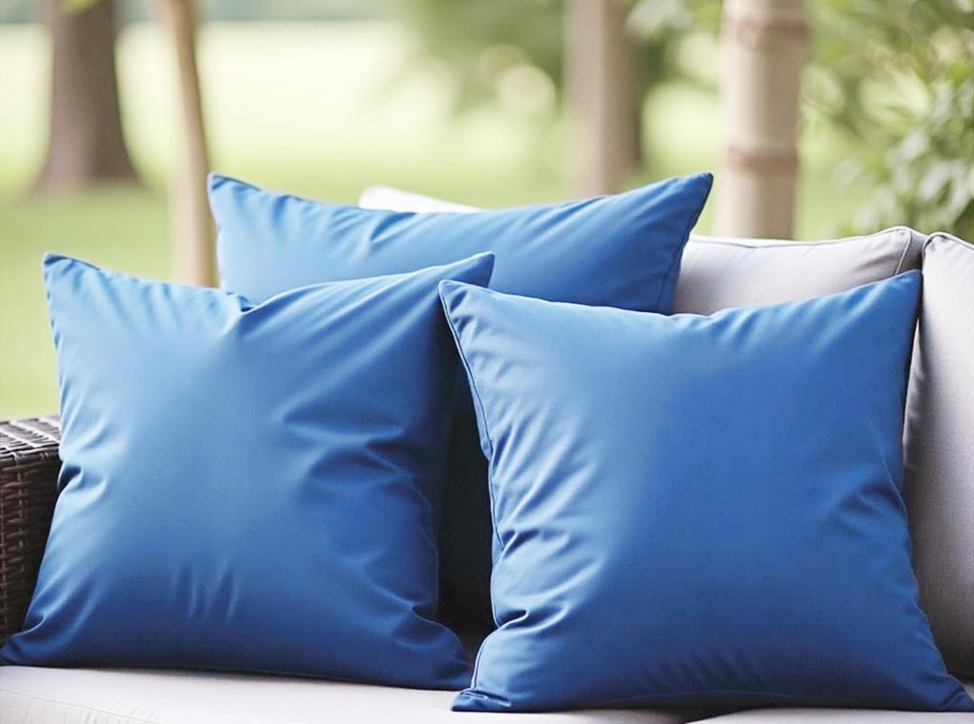 18" x 18" Throw Pillows, Outdoor Waterproof Pillows with Inserts, Square Decorative Pillows for Patio Furniture Garden Couch Sofa Home(Navy Blue, Set of 3)