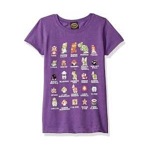 Nintendo girls Super Mario Pixel Cast Graphic Tee T-Shirt  (Purple, XL)