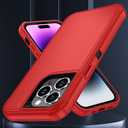 SunStory Compatible with iPhone 14 Pro Case with HD Screen Protector, 3-Layer Heavy Duty Full-Body Cover,3 in 1 Hybrid Protective Case for iPhone 14 Pro 6.1",Red