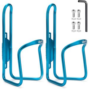 USHAKE Water Bottle Cages, Basic MTB Bike Bicycle Alloy Aluminum Lightweight Water Bottle Holder Cages Brackets(2 Pack- Drilled Holes Required) (Blue)