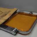 HYYTEIBL 16.2" × 14.1" Acrylic Folding Table, Small Lightweight End Table for Living Room, Bedroom and Small Room, Sturdy Metal Frame with No Assembly Required, Space-Saving Storage Design (Tawny)