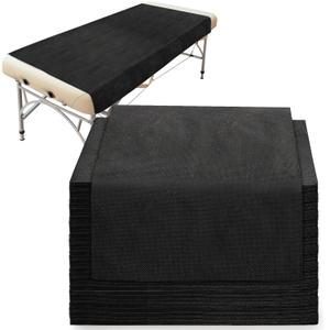 DEAYOU 40 PCS Disposable Massage Table Sheets, Non Woven Fabric Spa Bed Sheets, Breathable Lash Bed Cover for Tattoo, Beauty Salon, Hotels, Travel, Esthetician, 31" x 70", Black